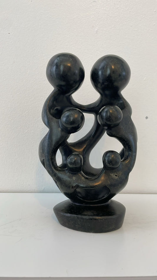 Family of Six Sculpture – Hand‑Carved Soapstone 20cm