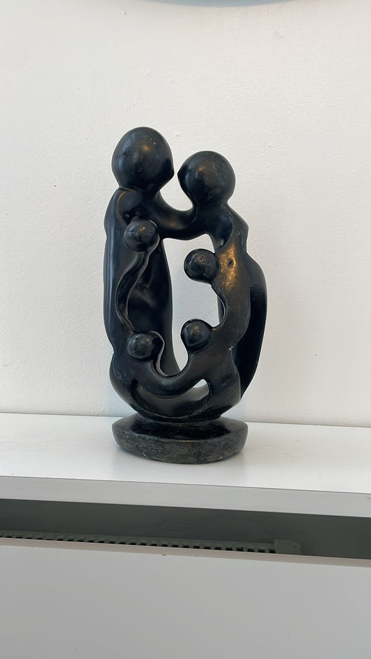 Family of Six Sculpture – Hand‑Carved Soapstone 25cm