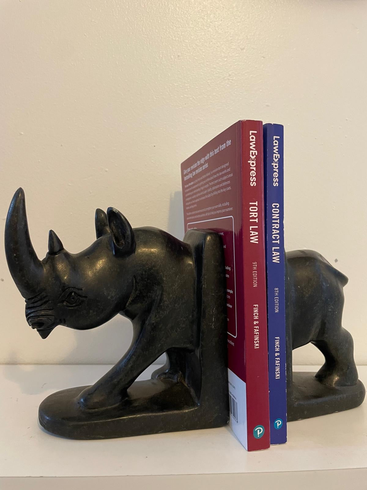 Rhino Bookend - Hand-Carved Soapstone 25cm