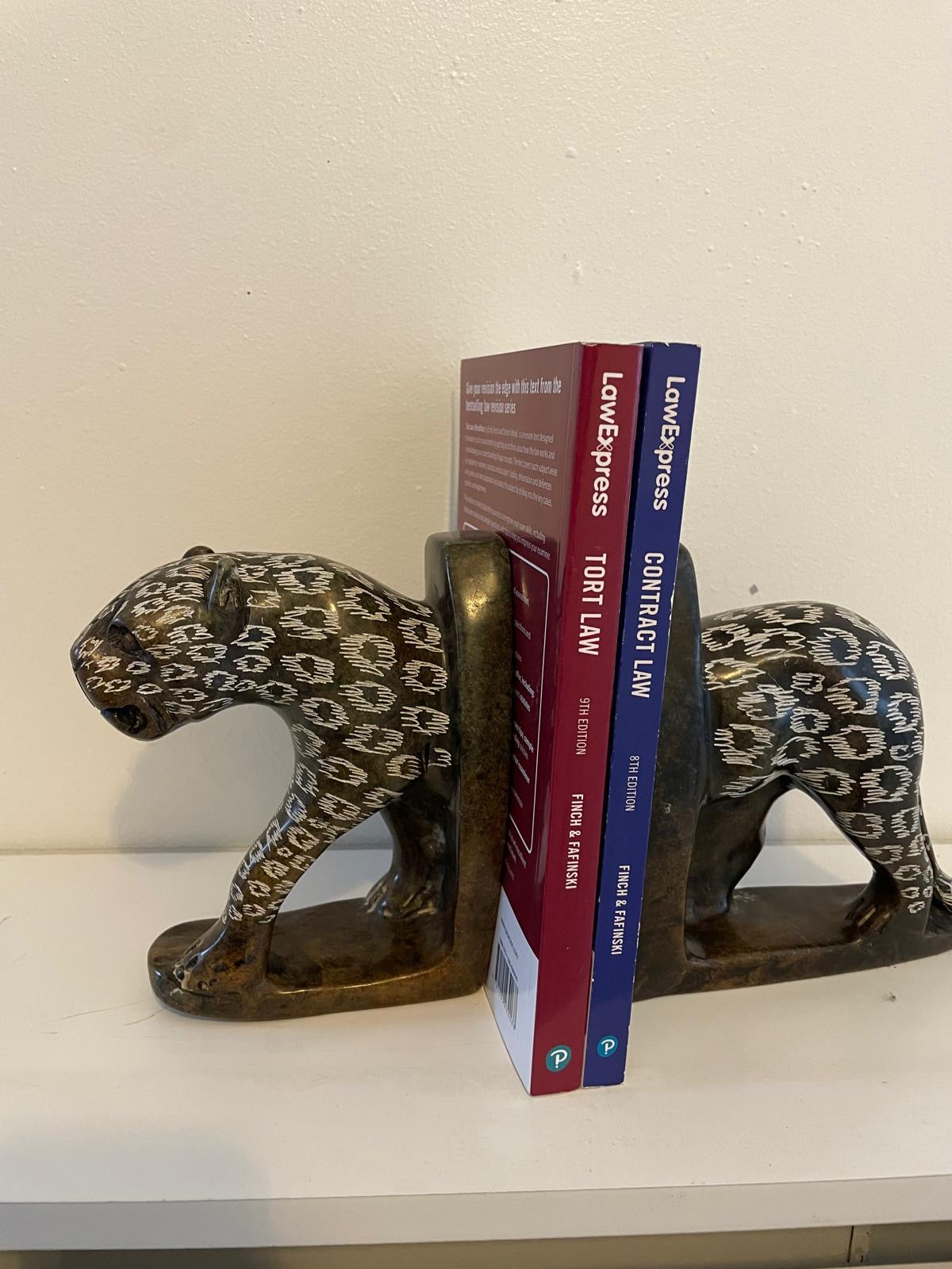 Leopard Split Sculpture Bookends 25cm