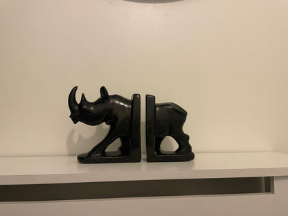 Rhino Bookend - Hand-Carved Soapstone 25cm