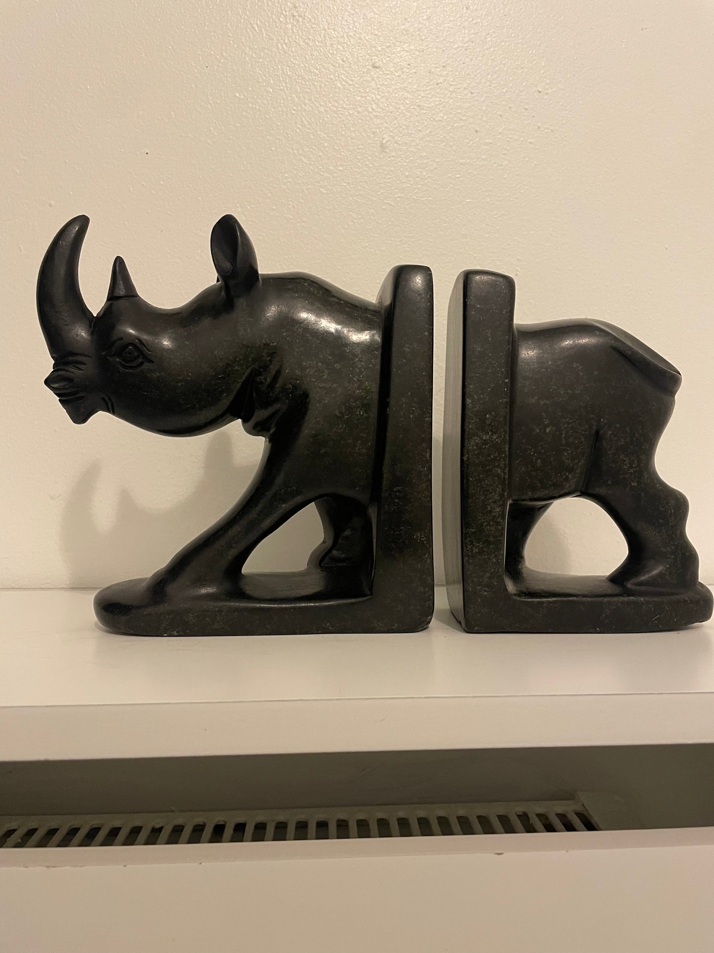 Rhino Bookend - Hand-Carved Soapstone 25cm