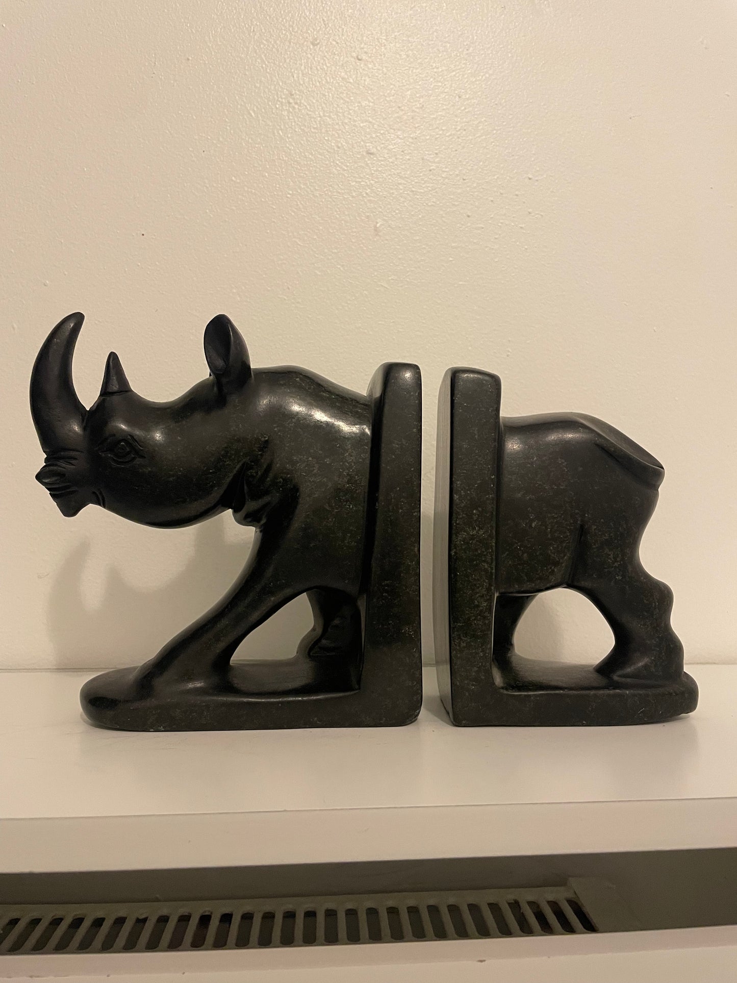 Rhino Bookend - Hand-Carved Soapstone 25cm
