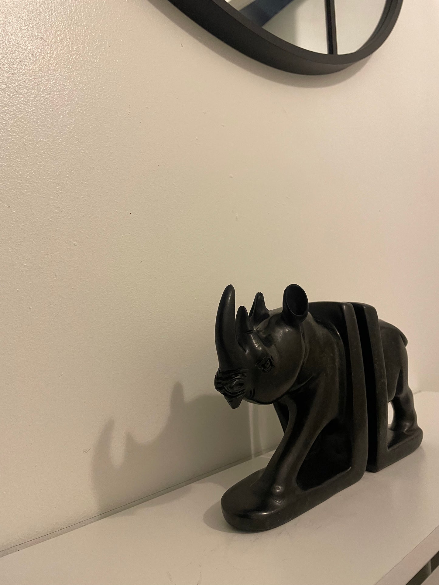 Rhino Bookend - Hand-Carved Soapstone 25cm