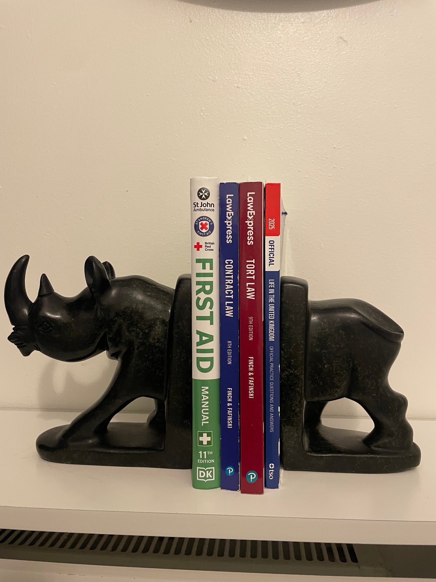 Rhino Bookend - Hand-Carved Soapstone 25cm