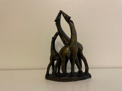 Triple Unmarked Giraffe Sculpture – Smooth Stone Finish 20cm