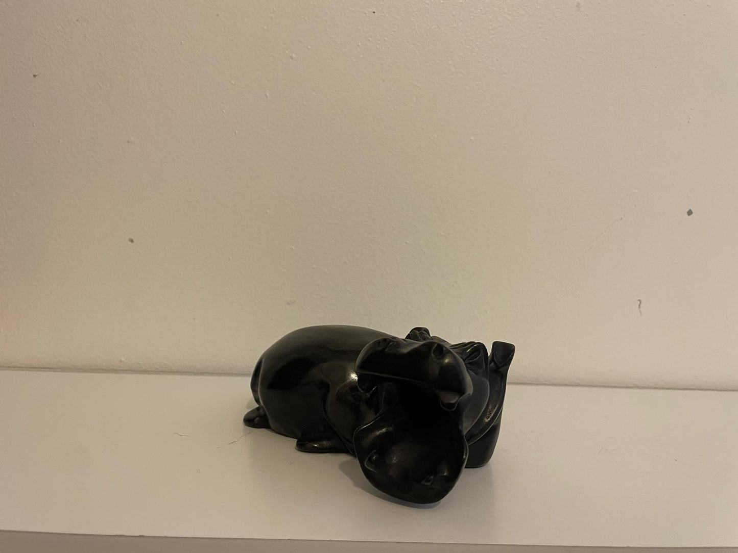 Resting Hippo with Open Mouth – Hand-Carved Soapstone Sculpture 15cm