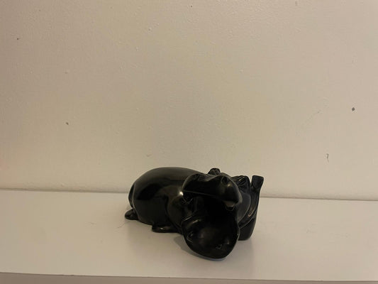 Resting Hippo with Open Mouth – Hand-Carved Soapstone Sculpture 15cm
