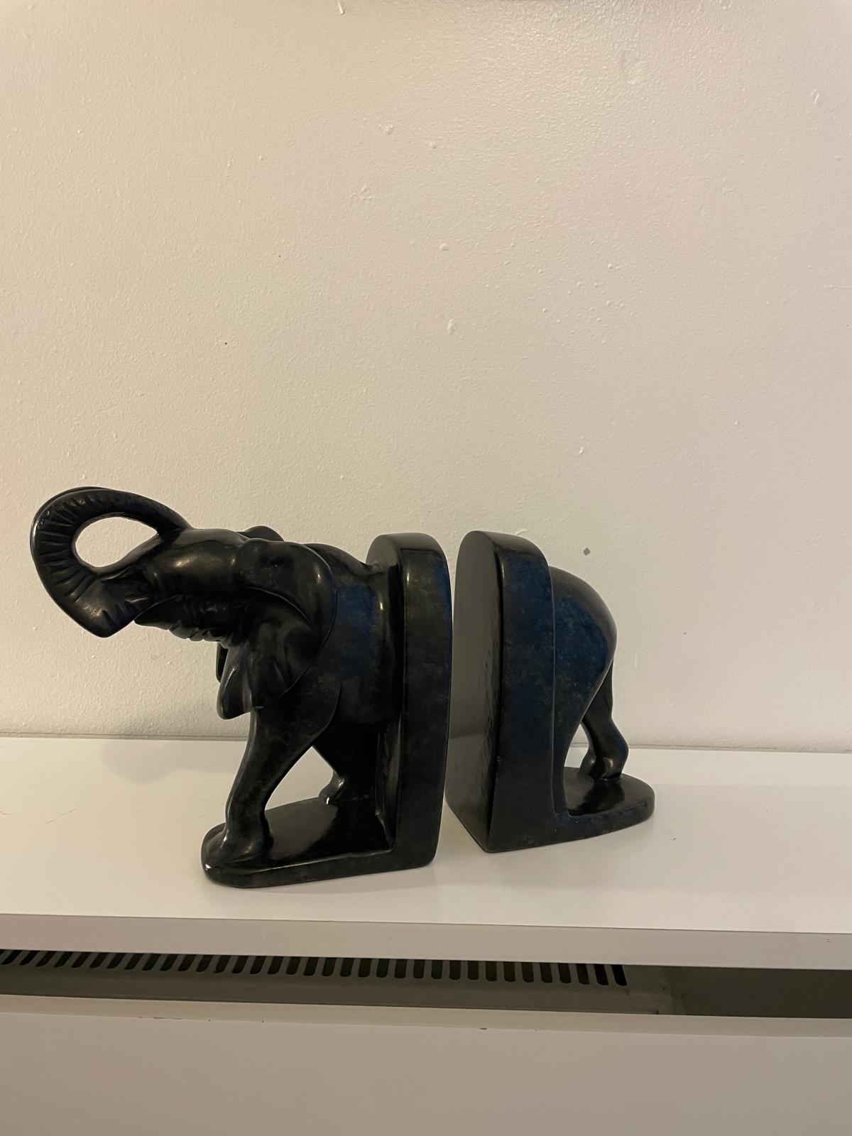 Soapstone Elephant Bookends 25cm