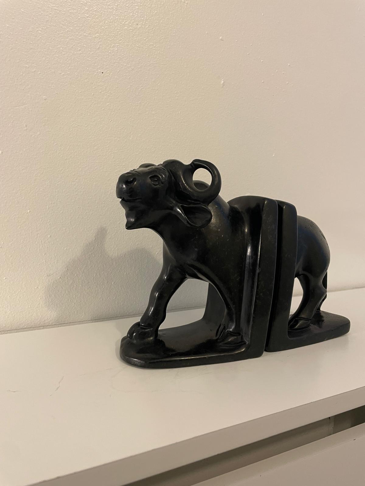 Hand‑Crafted Buffalo Bookends 25cm
