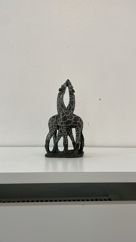 Kissing Giraffes – Hand-Carved Soapstone Sculpture 15cm