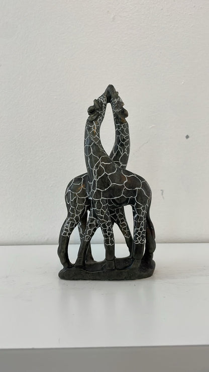 Kissing Giraffes – Hand-Carved Soapstone Sculpture 15cm