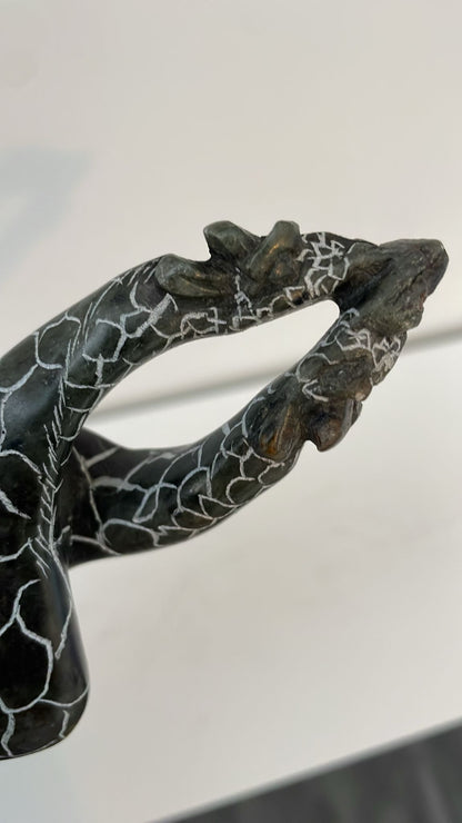Kissing Giraffes – Hand-Carved Soapstone Sculpture 15cm