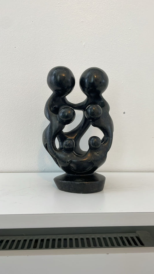 Family of Six Sculpture – Hand‑Carved Soapstone 20cm