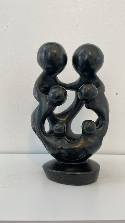 Family of Six Sculpture – Hand‑Carved Soapstone 20cm