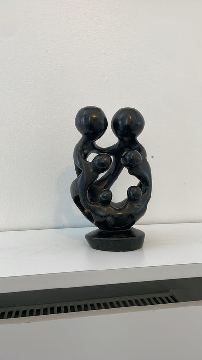 Family of Six Sculpture – Hand‑Carved Soapstone 20cm