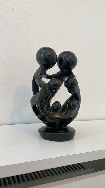 Family of Six Sculpture – Hand‑Carved Soapstone 20cm