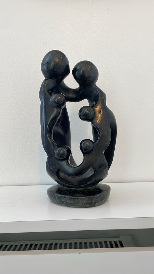 Family of Six Sculpture – Hand‑Carved Soapstone 25cm