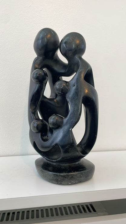 Family of Six Sculpture – Hand‑Carved Soapstone 25cm