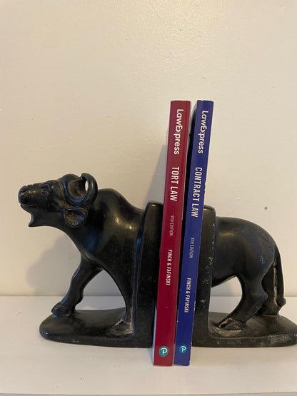 Hand‑Crafted Buffalo Bookends 25cm
